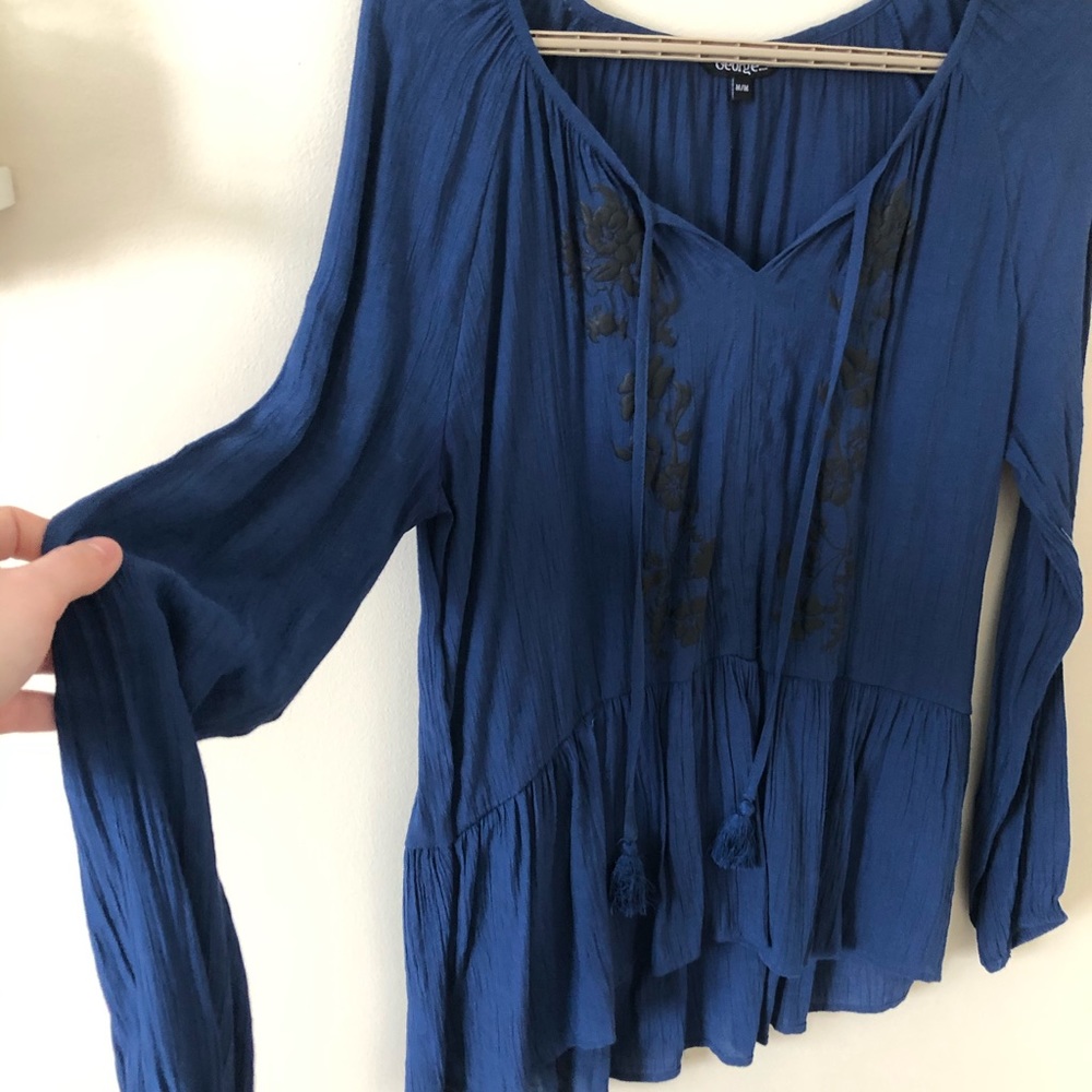 Navy v-neck blouse